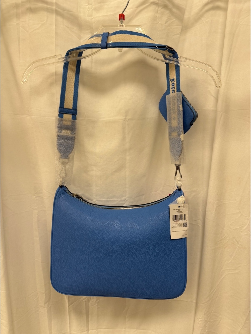 Kate Spade New York Emma Pebbled Leather Large Crossbody Bag in Tide Pool Blue